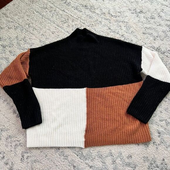 No Brand Sweaters - Women’s Color Block Cowl Neck Sweater